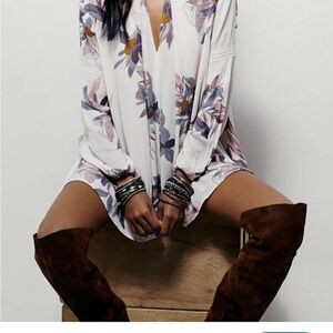 Free People Blush and White Dress ‎ XS Floral Flowy